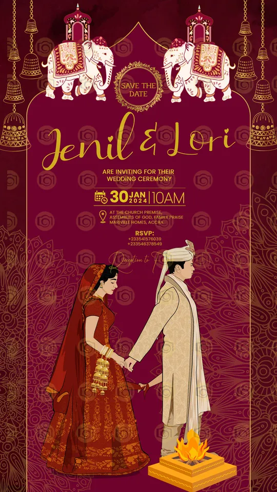 Elephant Themed Wedding Invitation Template Adorned With Natural Elements And Earthy Tones